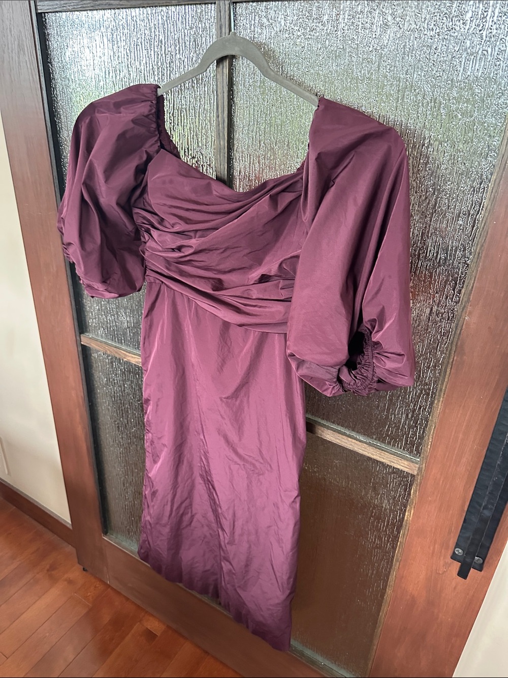 Tanya Taylor Charlotte dress Elegant Puff-Sleeve Midi Dress in Deep Plum size 10 - Picture 8 of 12